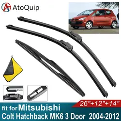 Car Windshield Wiper Blades Fit For Mitsubishi Colt Hatchback MK6 3 Door Rear Wiper Blades Auto Front 2008 2009 2010 2011 2012