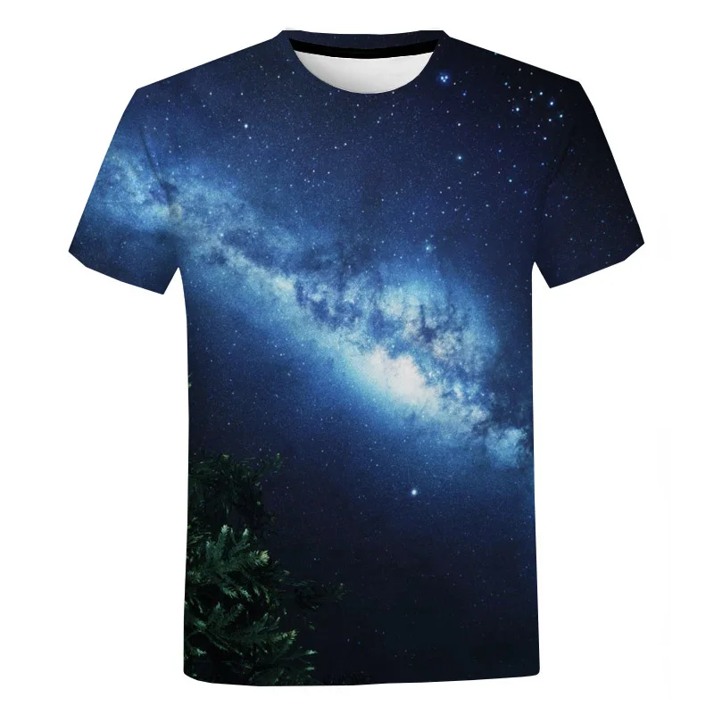 Milky Way Galaxy Space 3D Print T Shirt Oversized Haikyuu Graphic Men Women Kids Fashion Crewneck Tops Tees Fashion Streetwear