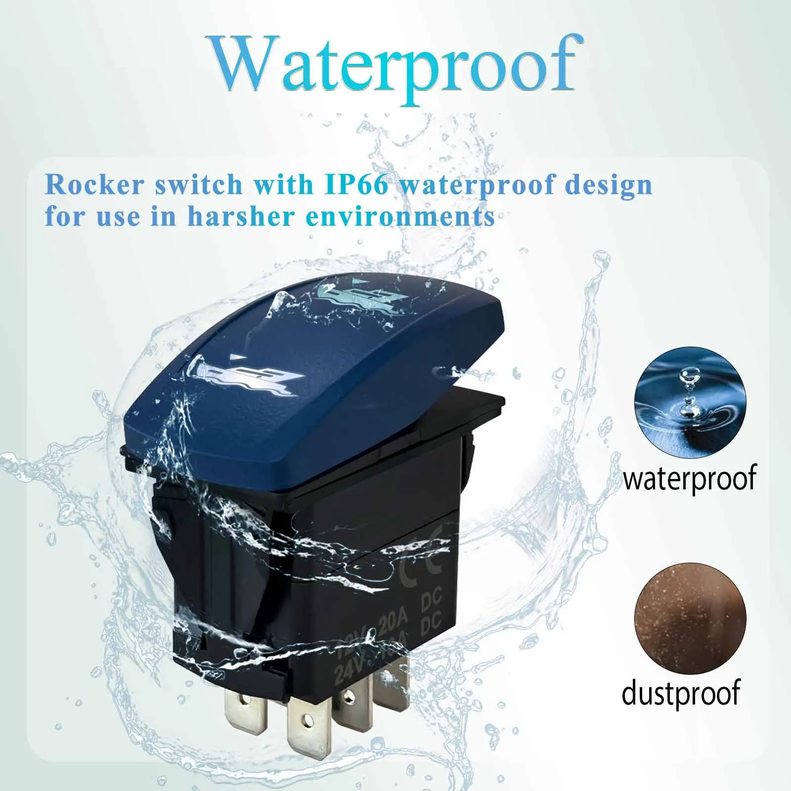 مفتاح هزاز بحري مقاوم للماء 12 فولت 24 فولت ثابت لحظة 5Pin SPST/7Pin DPDT مع إضاءة خلفية بيضاء لقارب يخت RV