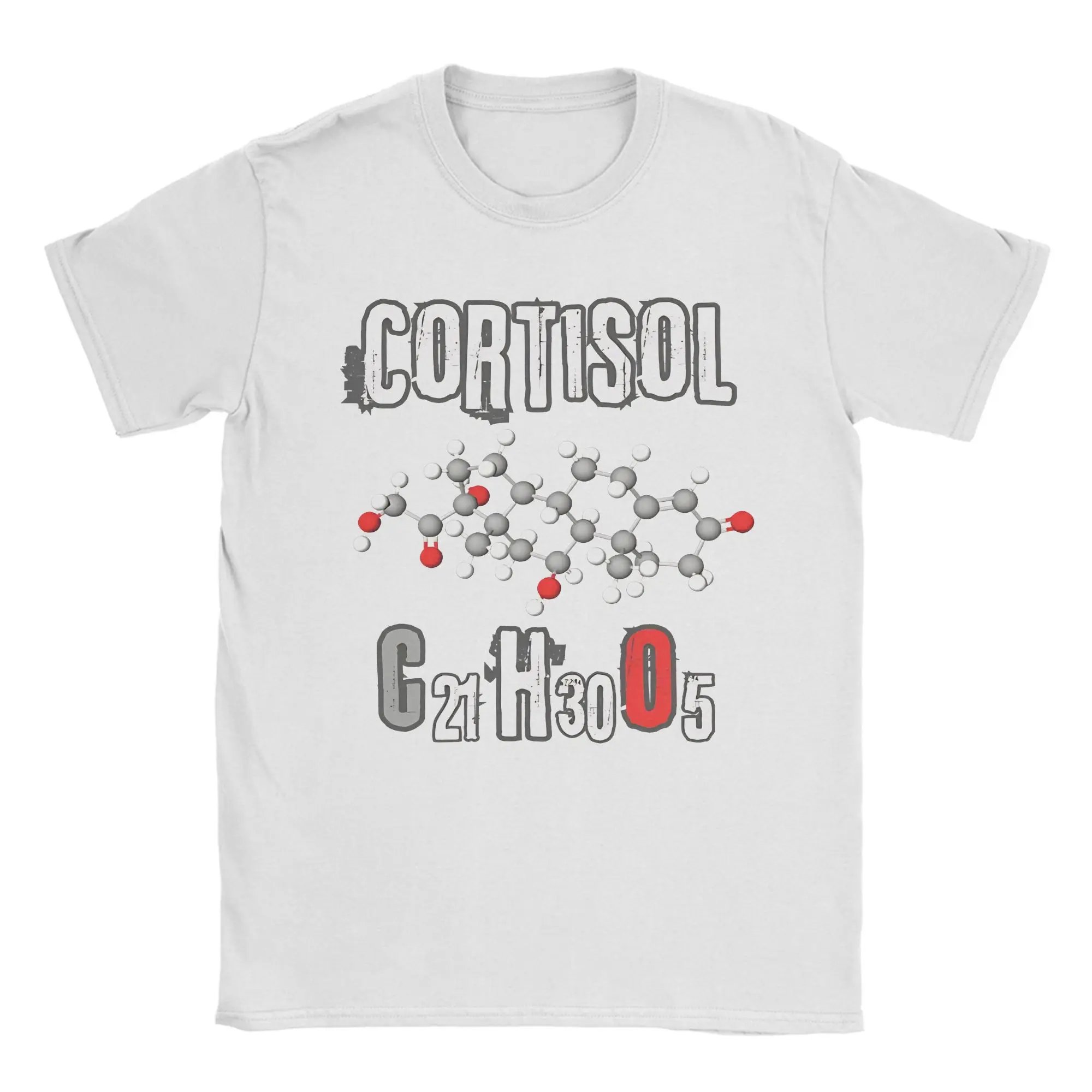 

Cortisol Molecule Designs T Shirts Men's Pure Cotton Novelty T-Shirts Round Neck Tees Short Sleeve Tops Printed