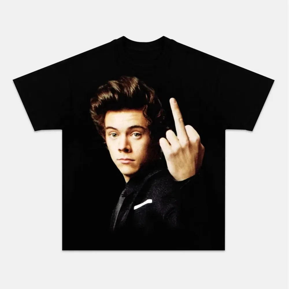 2026 New Unisex O-neck T-Shirt, Harry Styles Gesture Graphic Print Hip-hop Short Sleeve Fan Gift Streetwear Tee