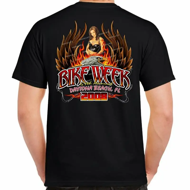 

Biker 2008 Bike Week Motorcycle Winged Chick Eagle Vintage T Shirt