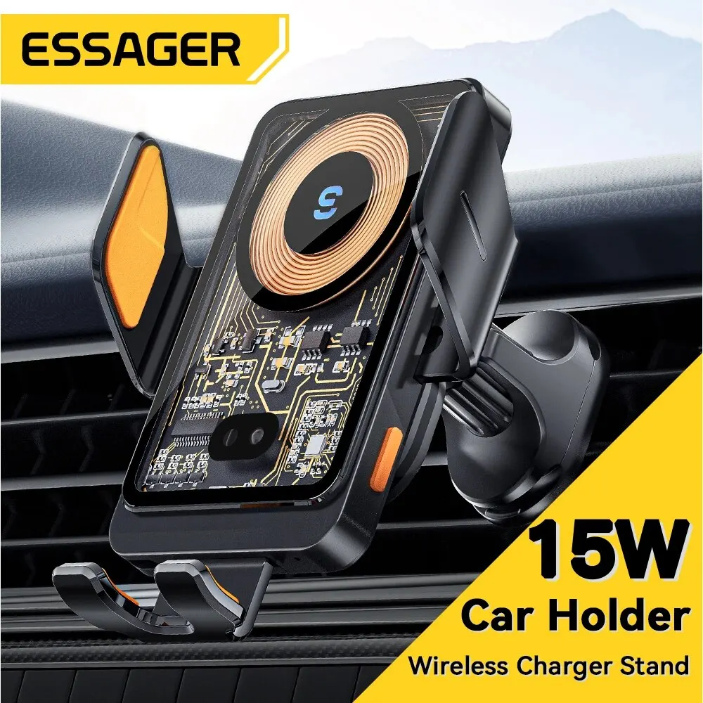 Essager 15W Qi Wireless Charger Car Phone Holder Air Vent Mount Stand For iPhone Samsung Cell Phone Support Fast Charging