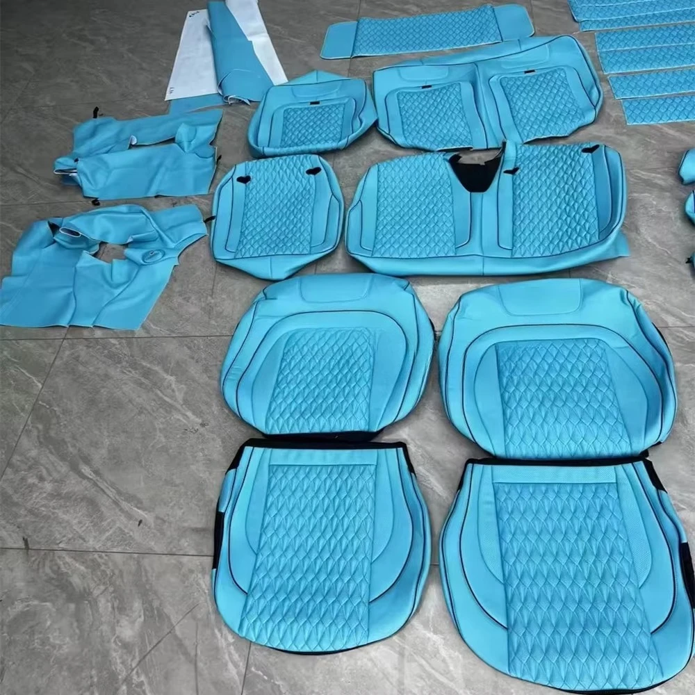Tiffany Blue Diamond Pattern Full Set Leather Seat Cover for Benz G Class W463 W464 W465 Interior Kits Popular Style for G Wagon