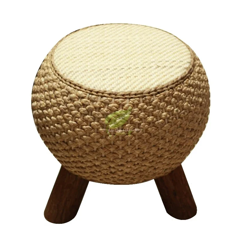 

Multi-Functional Rattan Bench - Solid Wood Shoe Bench, Straw Stool Coffee Table, Bedroom Furniture, Versatile Seating Solution