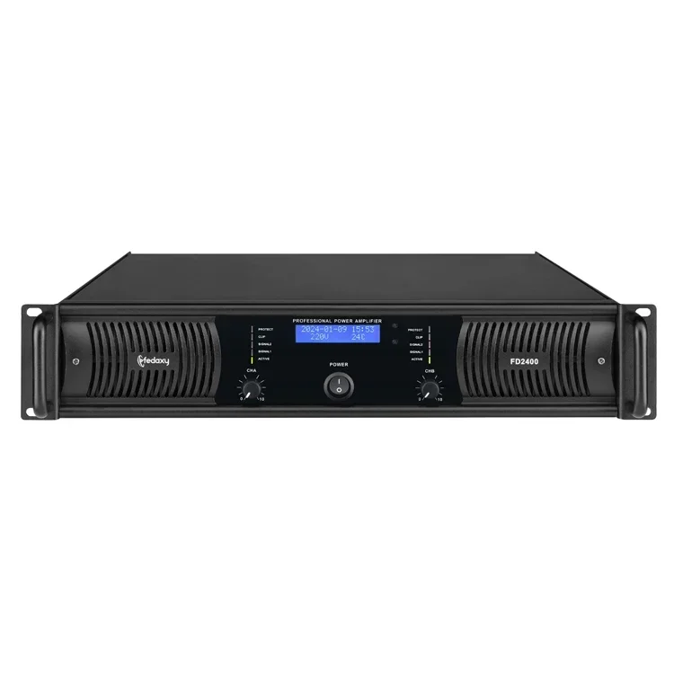 class H 2 channel audio amplifier 2U 2x400watts digital power amplifier with 4 protections & cooling system