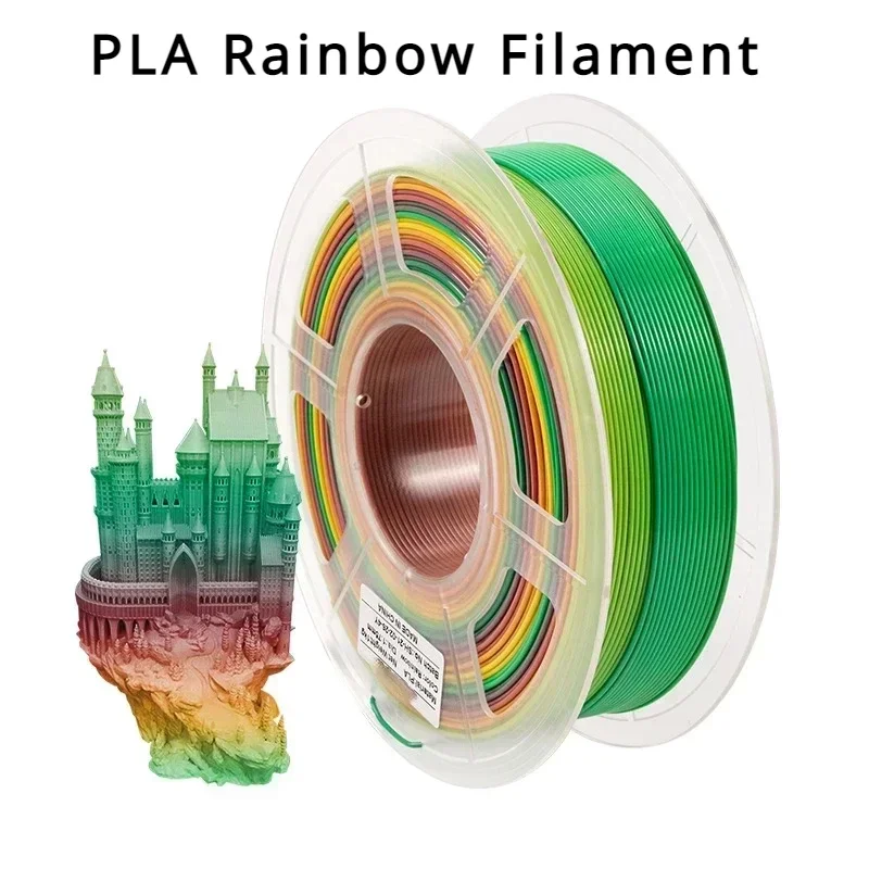 3D Printer Filament,Color Change Rainbow PLA Filament 1.75mm Dimensional Accuracy+/- 0.03 Mm,1 KG Spool, PLA Rainbow Multicolor