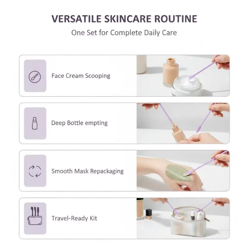 3pcs Silicone Spatula Set Double Head Tiny Scraper For Thin Lotion Bottles Cosmetic Kitchen Tools