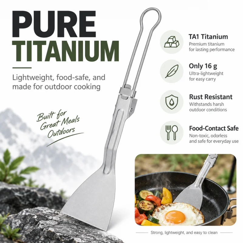 Pure Titanium Folding Spatula, - Camping Cooking Mesh 评论和价格