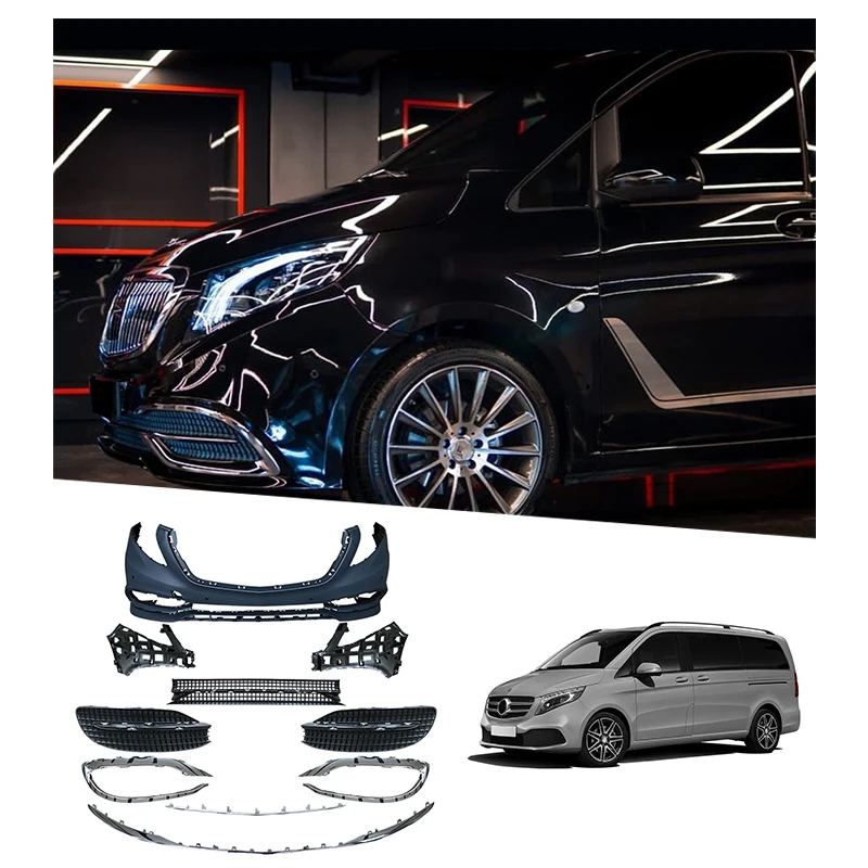 Maybach New ABS Body Kits For Mercedes-Benz V-Class W447 W448 Rear Front Bumper With Rear Diffuser Primer PP And Clips Included