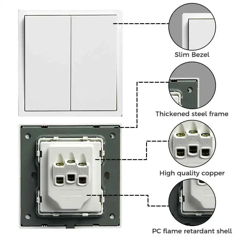 YINKA Plastic Panel Korean Standard Switch Frame Wall Switch Wall Socket TV Satellite 220V 1234GANG DIY Plastic Frame Part White