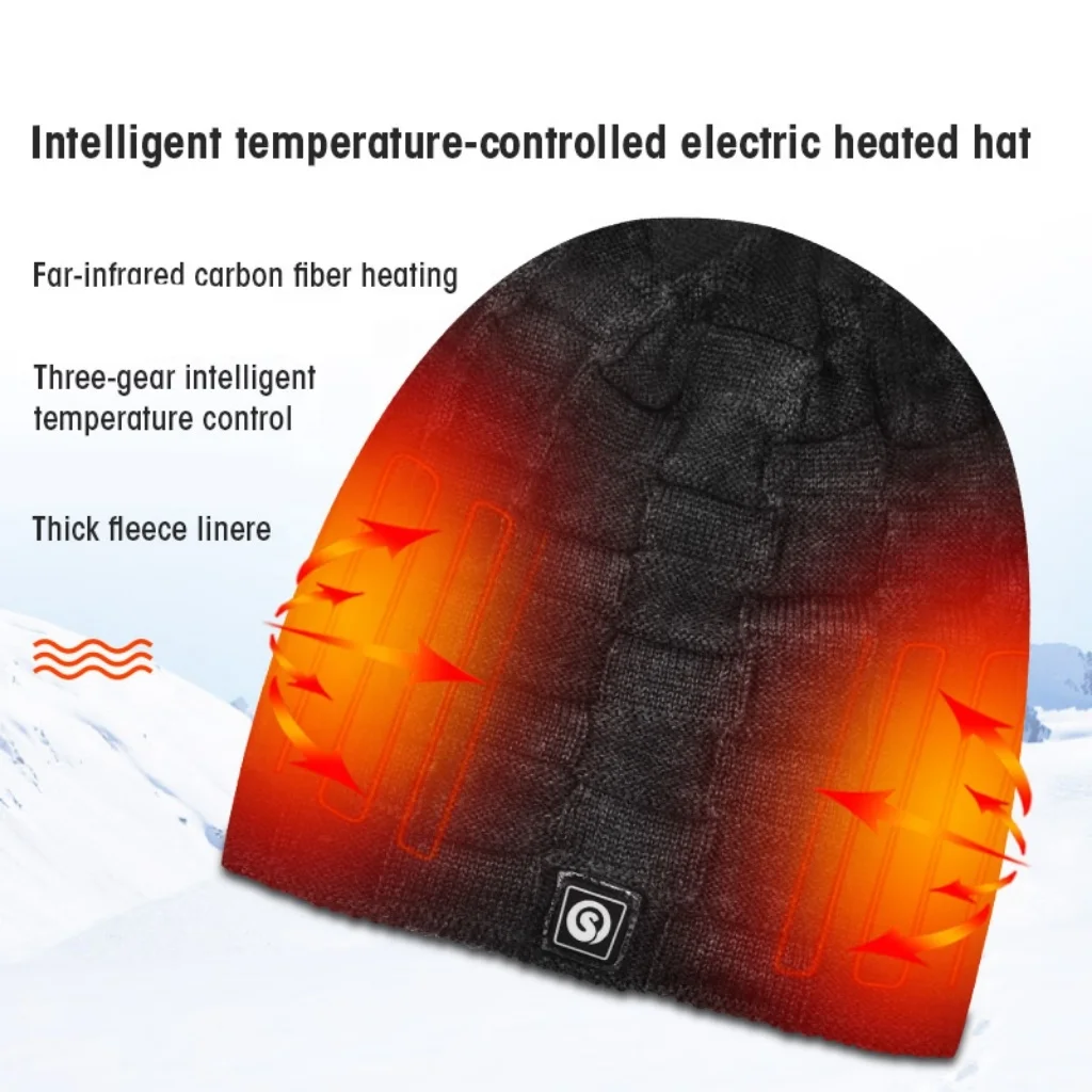 

2025 7.4V 2200mAh Rechargeable Battery Heated Hat Winter Warm Heating Hat Cold Weather Thermal Beanies Heated Hat for Men Women