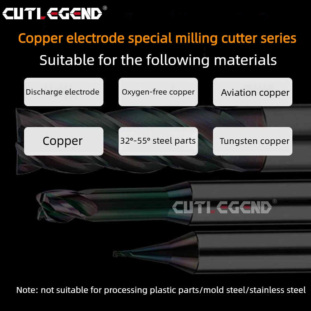 4-schneidiger Vollhartmetall-Schaftfräser mit ungleicher Spiralung, Sumitomo-Basis, speziell für Kupfer-Messing-EDM-Elektroden, Antihaft-Fräser – Detail 3
