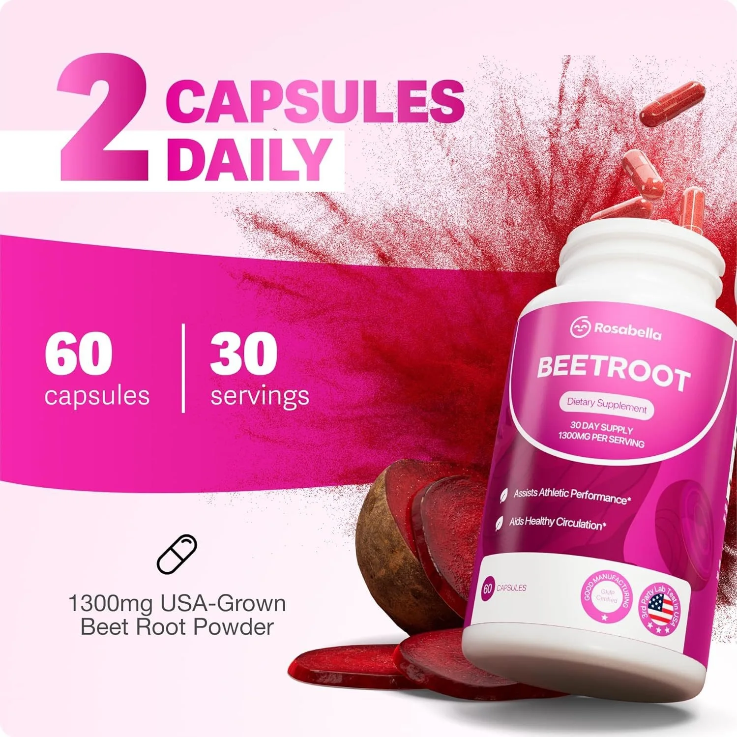 

Beetroot capsules supplement nutrients, reduce inflammation, improve exercise endurance, and promote digestive health