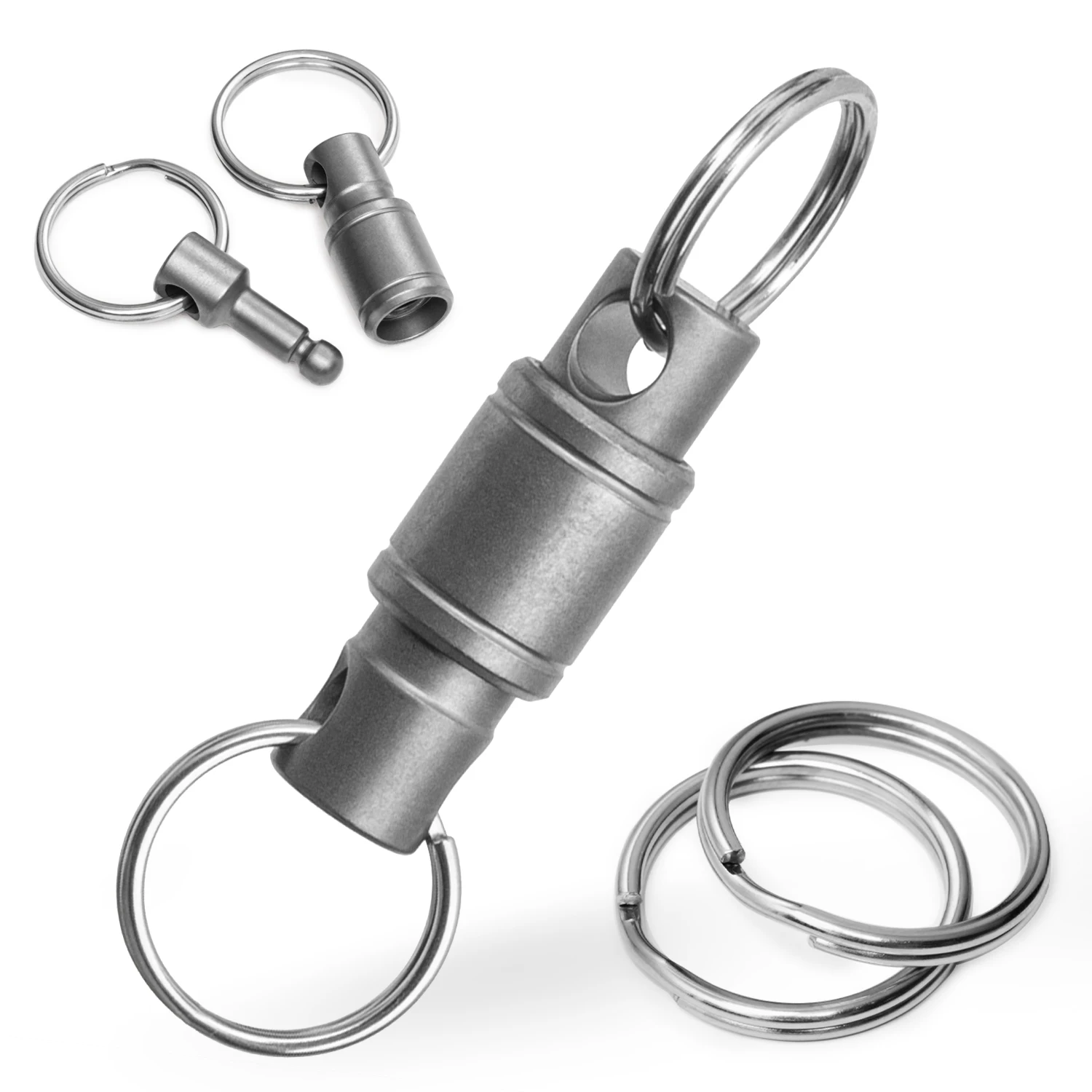 1pc Titanium Alloy Keychain Cardan Joint Quick Release Double Head Buckle 360 ° Rotation Outdoor Portable Small Tools