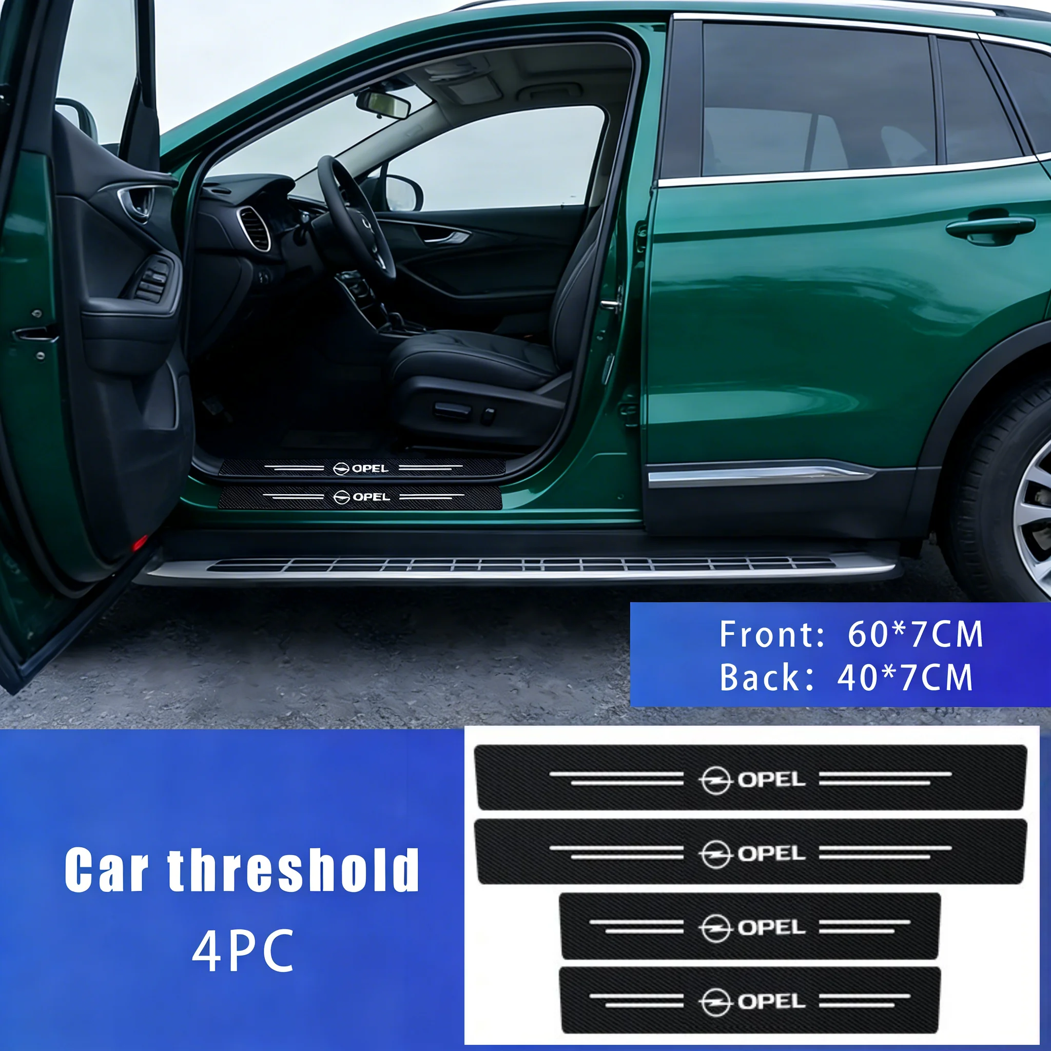 

4Pcs/Set Carbon Fiber Look Door Sill Protectors For Opel Vauxhall Corsa Astra Mokka Frontera etc Scratch Resistant,Easy Install