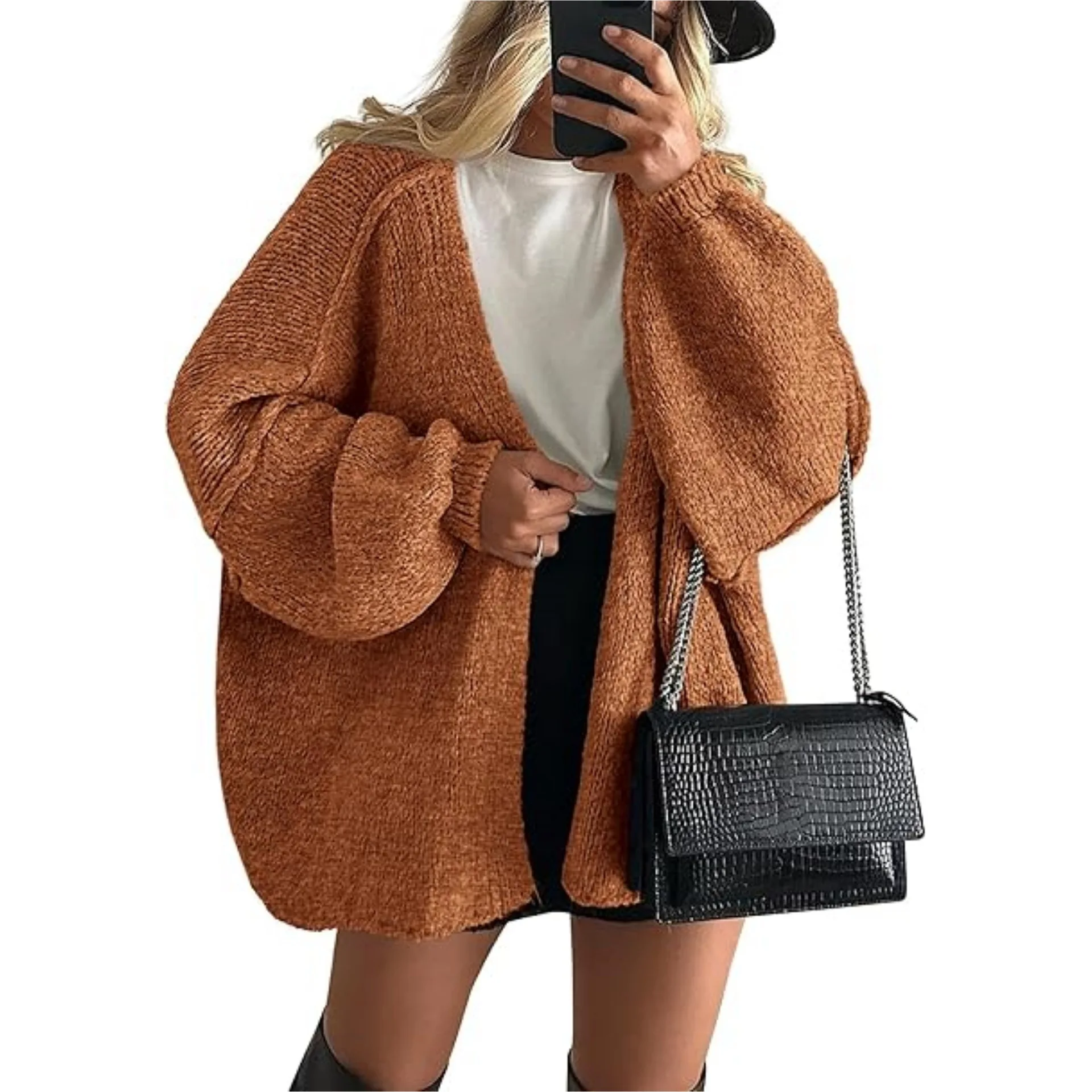 Automne et hiver transfronteiriços europeus et americanos nouveau pull tricoté de couleur unie veste cardigan solto