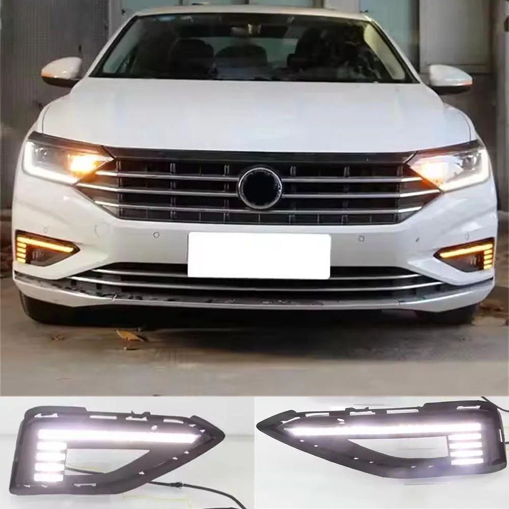 

LED Daytime Running Light For Volkswagen Jetta 2019 Waterproof 12V Yellow Turn Signa