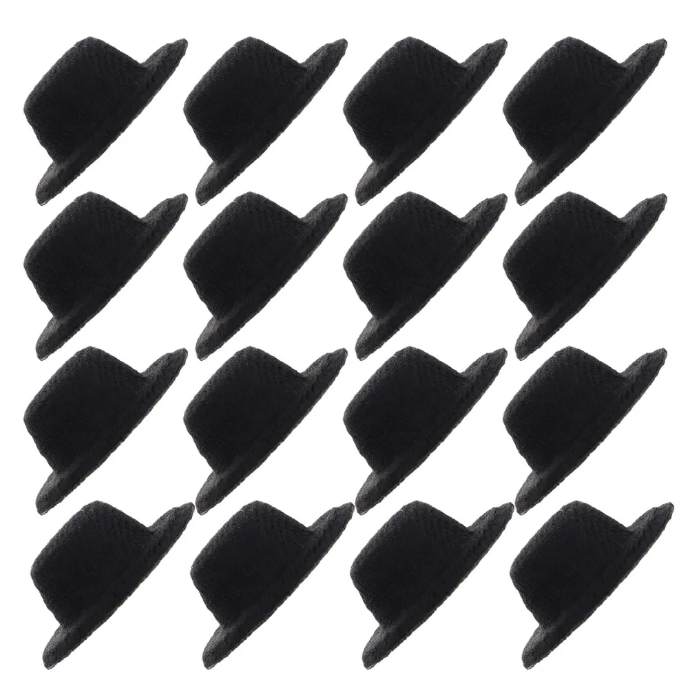 

40 шт. черных миниатюрных шляпок-федорелей для рукоделия, аксессуары для DIY, для изготовления заколок для волос, украшения для кукольного домика, мини-шляпки-федорели