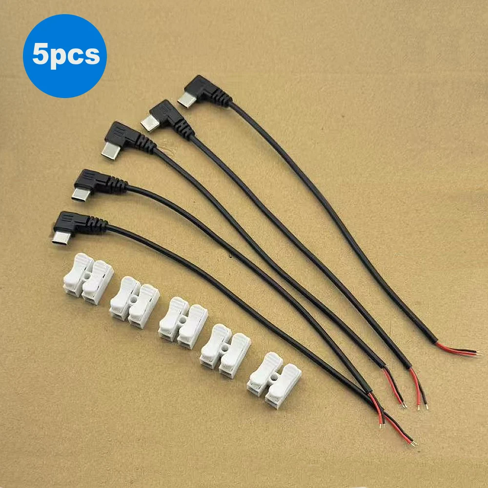 USB C auf 2-poliges Netzkabel mit offenem Ende, 90-Grad-USB-Typ-C-Stecker, 2-poliges Pigtail-Kabel, für 5 V USB Typ C DIY-Kabel