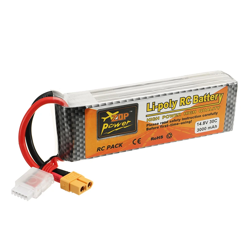 ZOP Power 14.8V 3000mah 30C 4S Lipo Battery XT60 Plug For RC Quadcopter