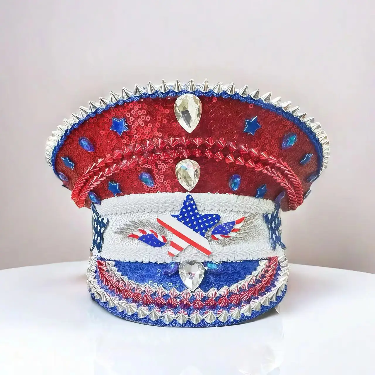 HongLuan  Halloween Costume Hat, Captain Hats Rhinestone for Burning Man Festival Woman, Cosplay Female Accessories