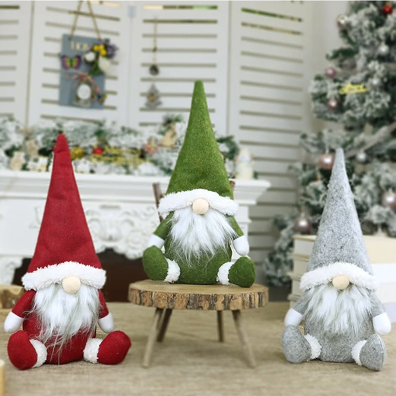 Dekorasi Natal kurcaci boneka meja Natal mewah dekorasi Santa Claus buatan tangan dekorasi Elf Natal ornamen jendela hadiah