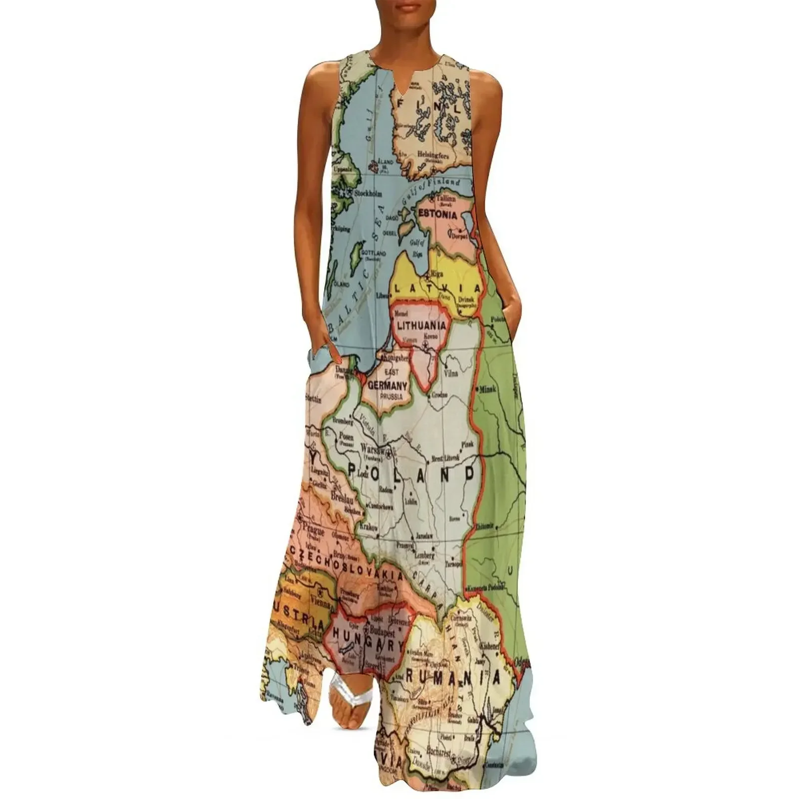 

Vintage Map of Europe Long Dress prom dress dresses korean style womens dress women's summer jumpsuit
