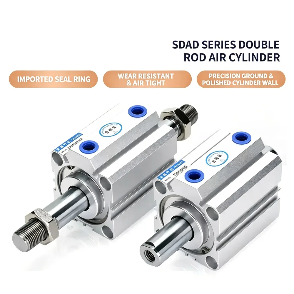 SDAD Dual Output Dual Head Cylinder 20 25 32 40 50 63 80 100X20X30X40X50-SB Internal Thread External Thread Optional