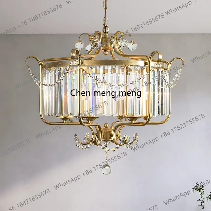 

American chandelier, living room, bedroom, dining room, light, post-modern light luxury crystal lamp