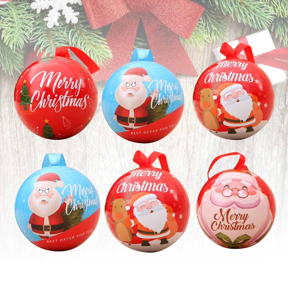 

6 pcs Christmas Ball Candy Boxes Reusable Gift Favors Holiday Party Tree Decorations Storage Containers Home Decor