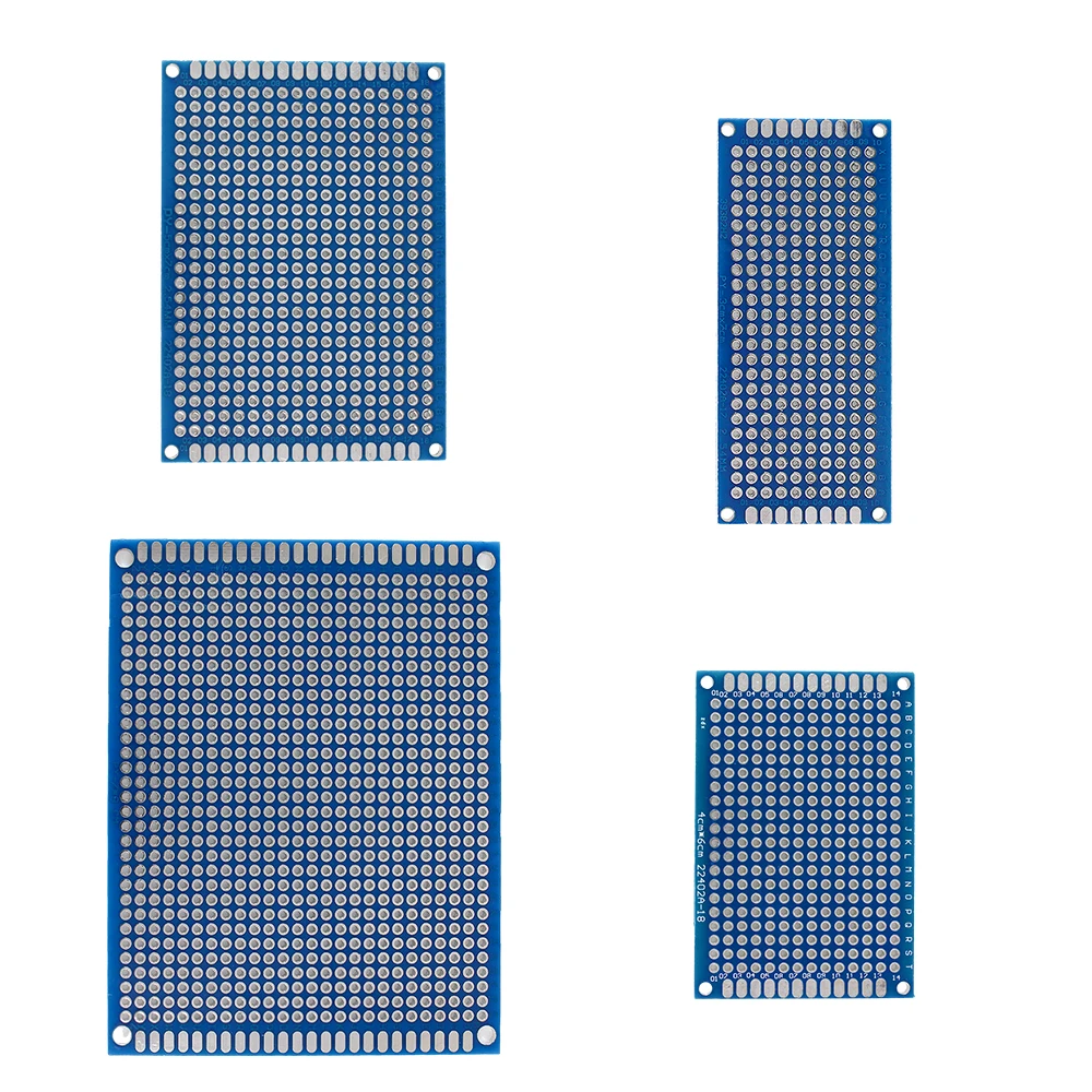 18PCS Prototype PCB Board Kit in Multiple Dimensions 3x7 4x6 5x7 7x9cm Blue Double Sided Board, for Electronics Projects DIY Kit