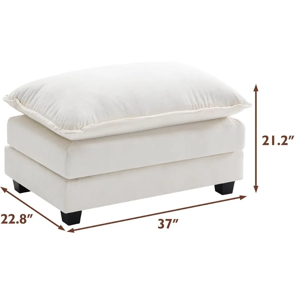 Chenille Ottoman for Modular Sectional Cloud Sofa, Deep Seat Couch for Apartment, Beige
