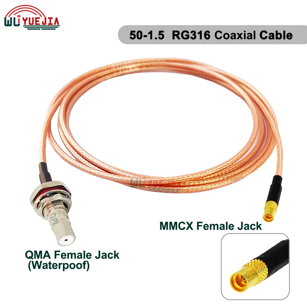 1Pcs RG-316 QMA Quick Plug to MMCX Male Female Connector 50-1.5 RF Coax Cable Waterproof QMA Female to MMCX Female Jack RF Line