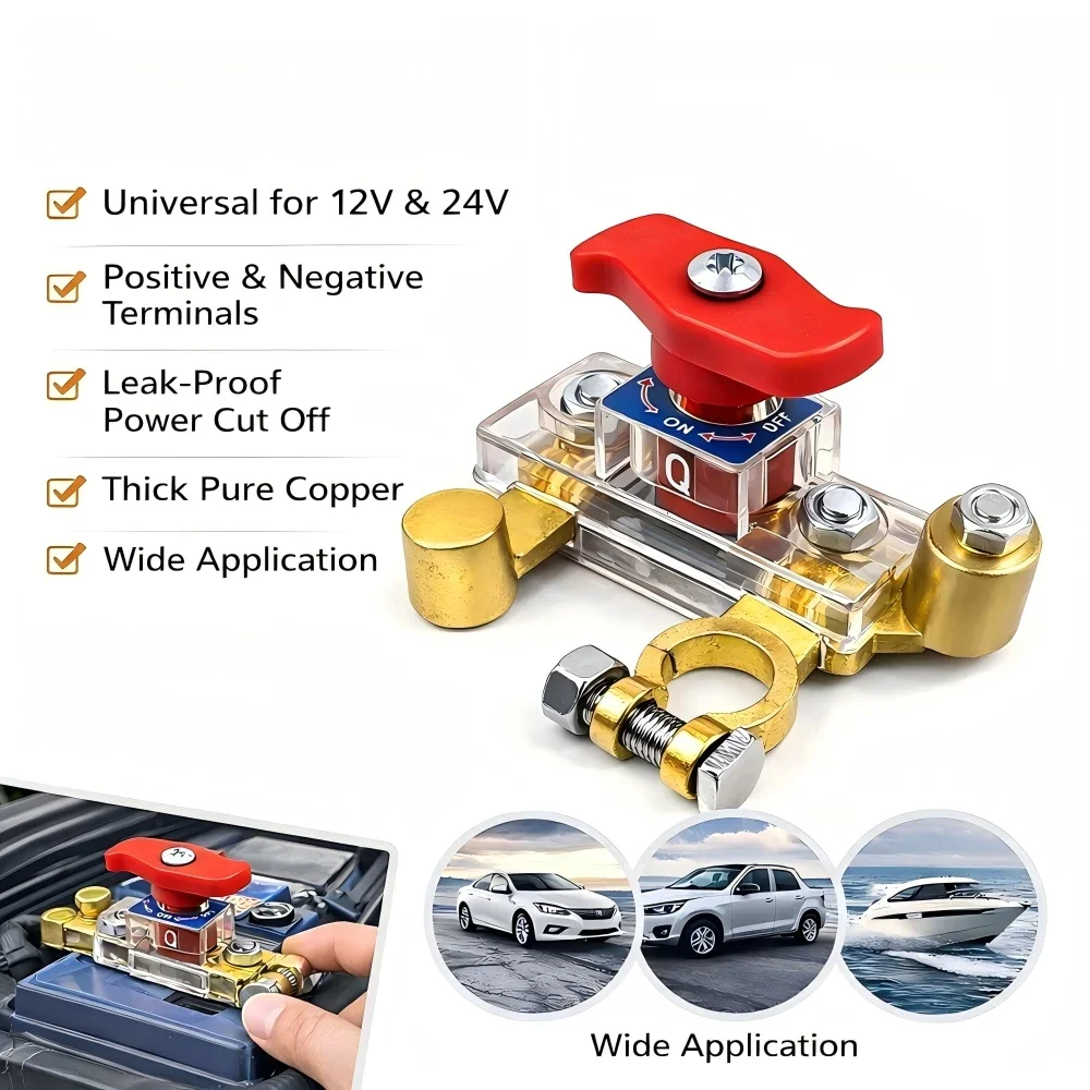 

Отключатель автомобильного аккумулятора, отрицательный терминал, изолятор отключения питания для автомобиля, грузовика, автофургона, предотвращает слив аккумулятора 12 В 24 В