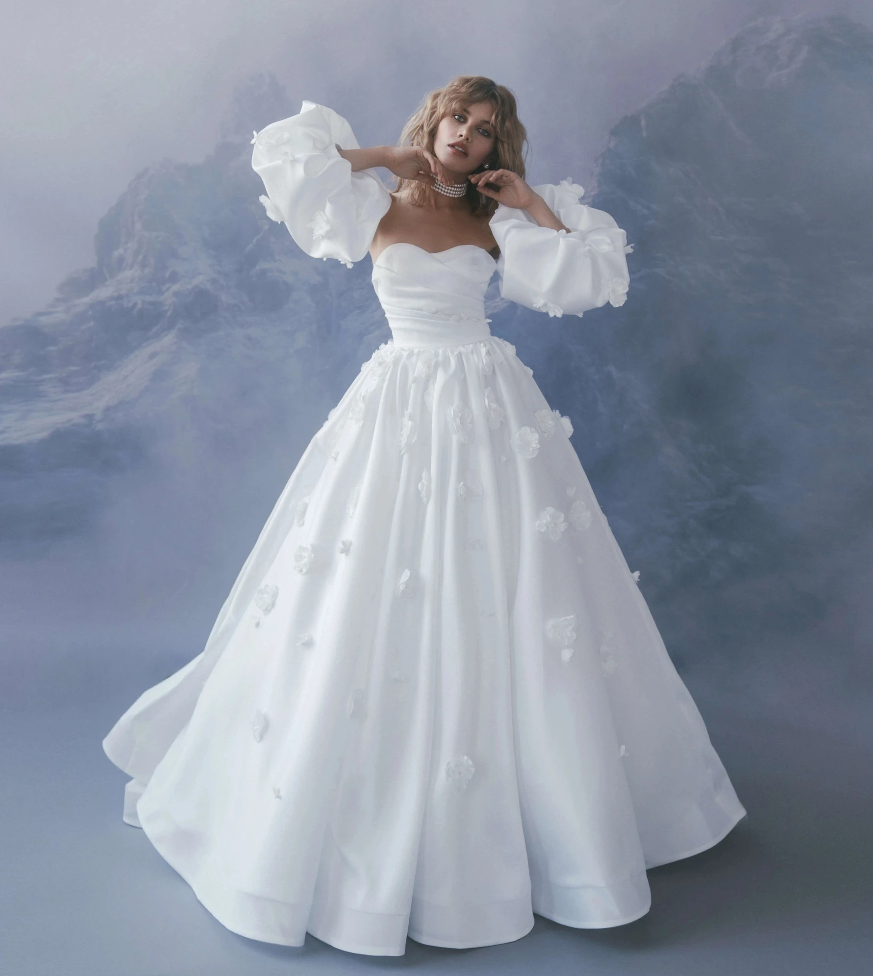 Princess White Wedding Dresses With Puff Short Sleeve 3D Flower Satin A-line Bride Dress Elegant Women Bridal Gowns 2025 Cheap