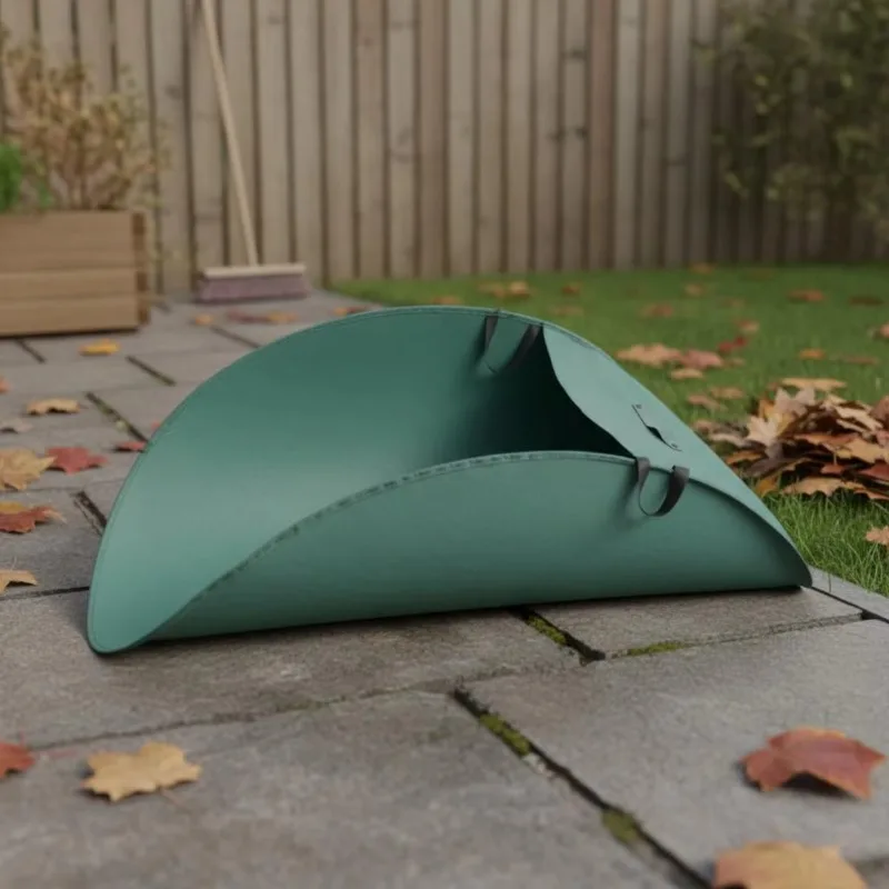 Outdoor Garden Foliage Storage Bag Semicircular Foldable Leaf Collection Bag with Reinforced Loop Handles