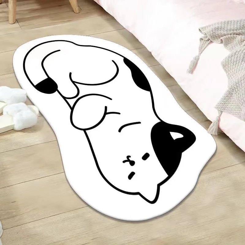 Simple Cartoon Imitation Cashmere Carpet Living Room Bedroom Bedside Warm Floor Mat Non-slip Washable Quick Drying Carpet