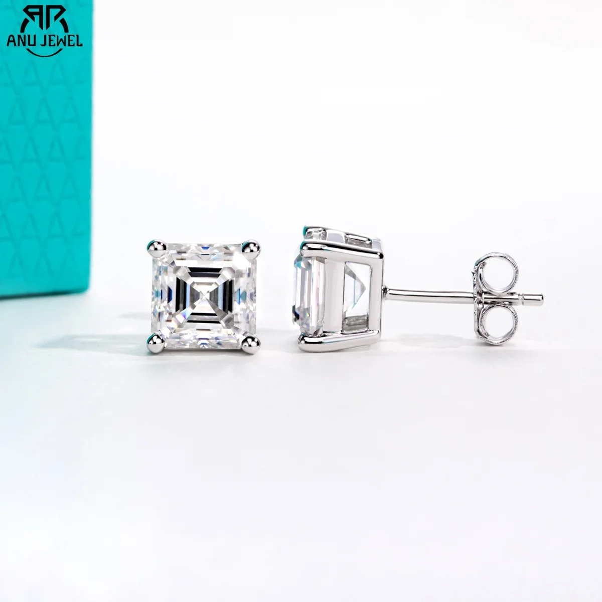 

AnuJewel Classic Asscher Moissanite Stud Earrings 1cttw-6cttw D Color VVS1 925 Sterling Silver Women's Jewelry