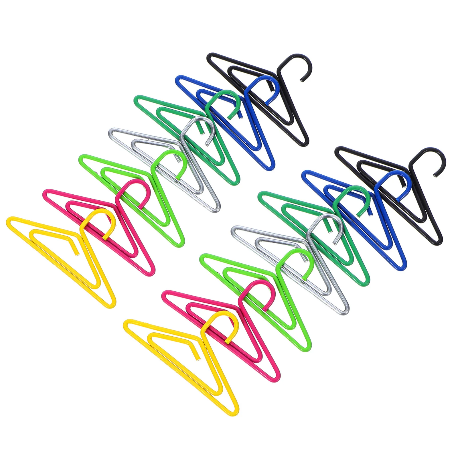 

100pcs Hanger Shaped Paper Clips Colorful Metal Creative Bookmarks Document Organizers Binder Clamps Small Mini Office School