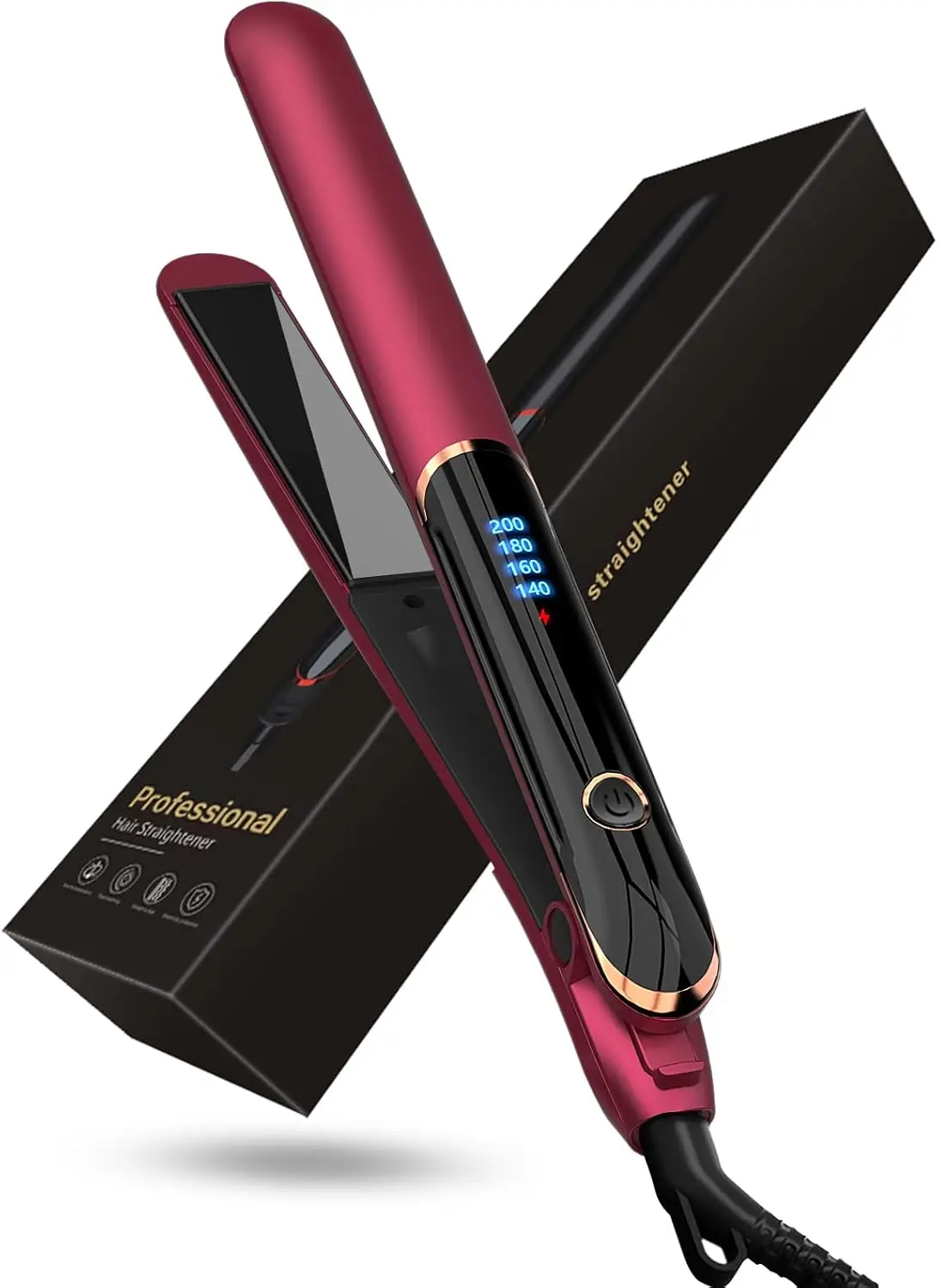2-in-1 Flat Iron & Curler, 10s Fast Heat Up, LCD Display, Ceramic Coating for Smooth Hair