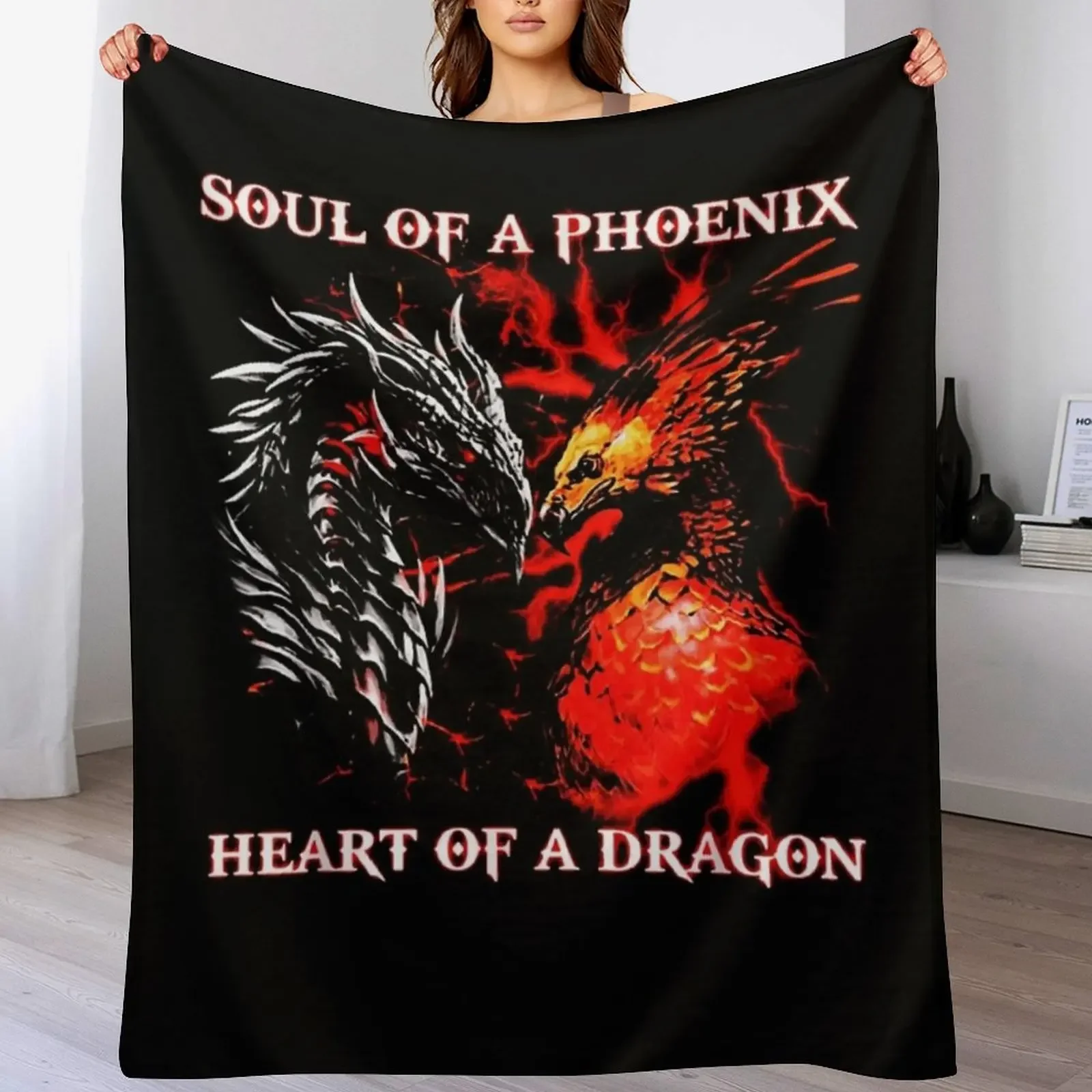 

Soul of a phoenix heart of a dragon Throw Blanket Luxury Brand Loose Baby Blankets