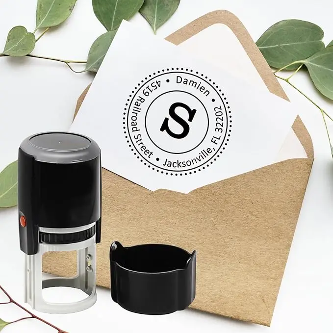 مخصص الذاتي التحبير ختم 25/30/40/50 مللي متر تصميم شعار دائري P شخصية الصحافة من نوع التحبير ختم لمغلف دعوة الزفاف #6