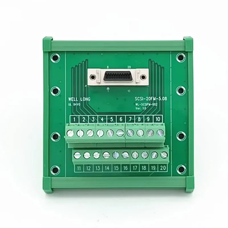 DIN Rail Mount SCSI 20P Interface Module MDR Female Breakout Board I/O Terminal Module