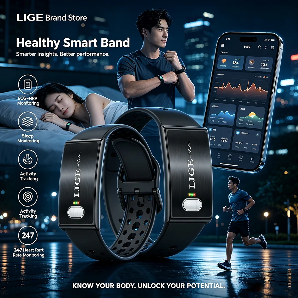 New Nursing Grade ECG+PPG Smart Bracelet HRV Body Fat BMI Blood Pressure Body Temperature Health Sports Smartwatch for Men Women