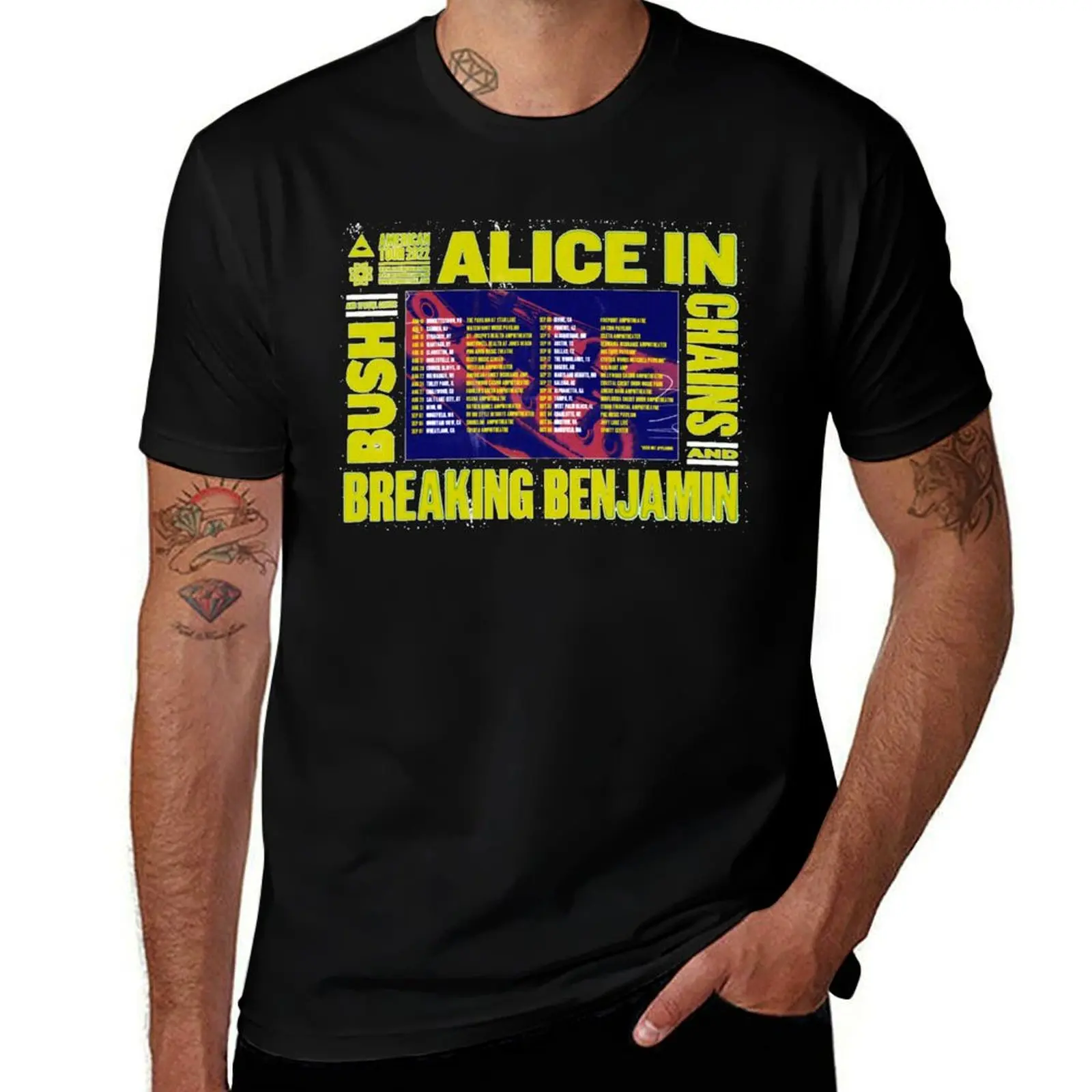 Camiseta BB Chains vs Alice Tour 2022 con fechas, camiseta básica lisa para primavera y verano
