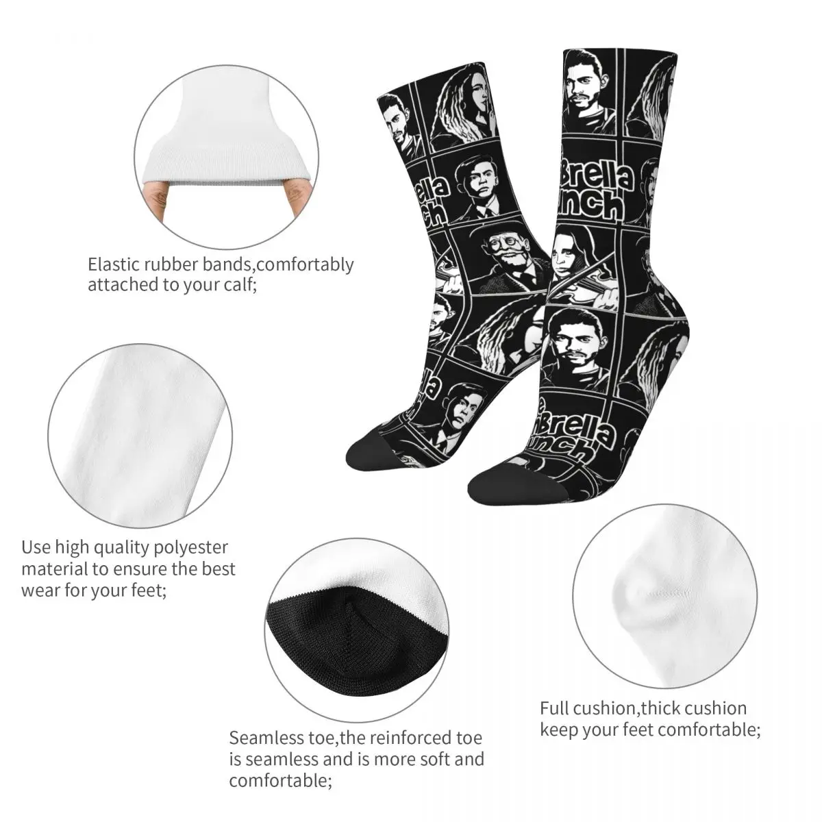 Autumn Winter Colorful Women Men The Umbrella Academy Bunch Socks Sweat Absorbing Football Socks