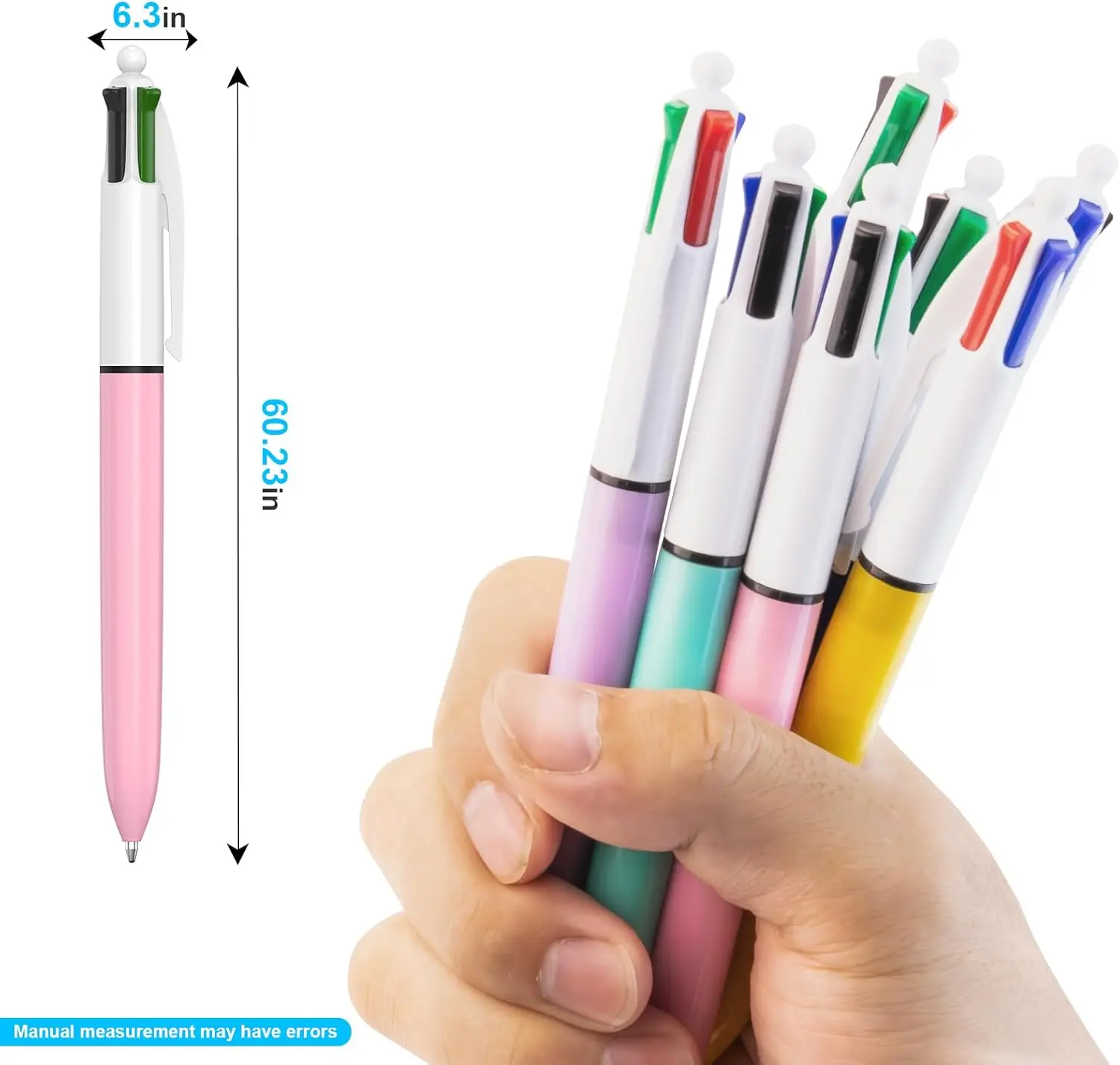 8 Pack Ballpoint Pens Multicolor 4-in-1 Colored Smooth Writing for Planner Journaling 0.7mm Multicolor Pens
