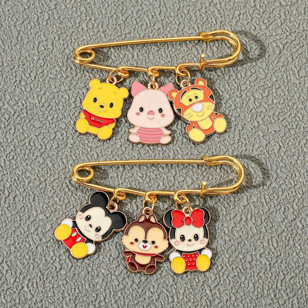 

Miniso мультфильм анимация Винни медведь тигр металлическая булавка аксессуары Микки Минни милый рюкзак сплав брошь в виде капли масла
