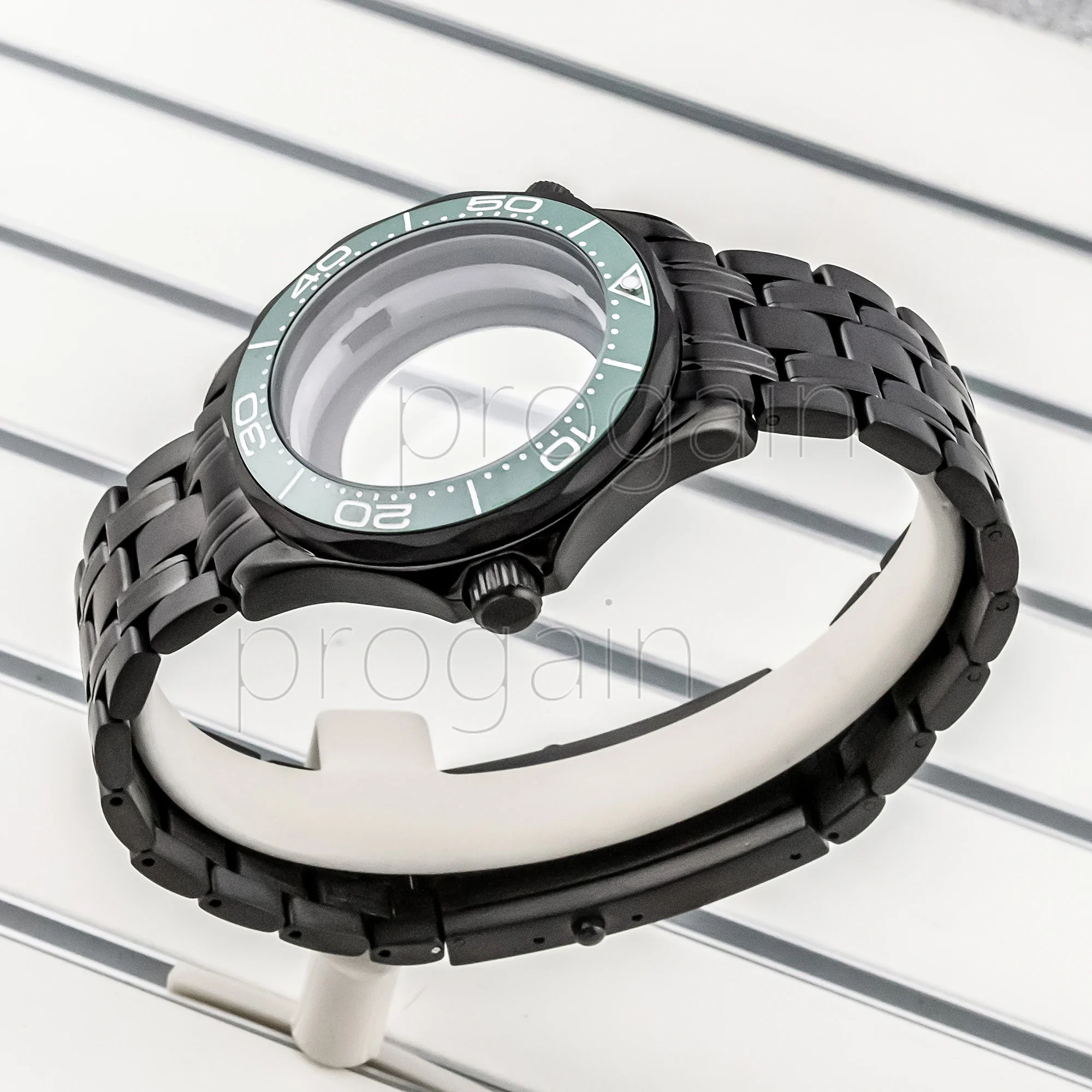 Stainless Steel for Seamaster 300 Case Black Strap 5ATM Waterproof  NH35 NH36 Automatic Movement Watch Accessories Replacements